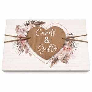 🤍🌸 Floral Heart “Cards & Gifts” Wedding Sign Rustic Table Decor 10” x 6.5”